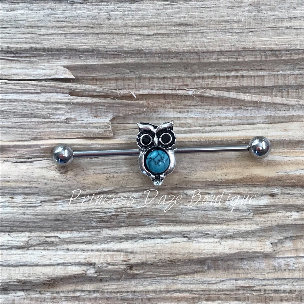 Tribal Owl Industrial Barbell Earring